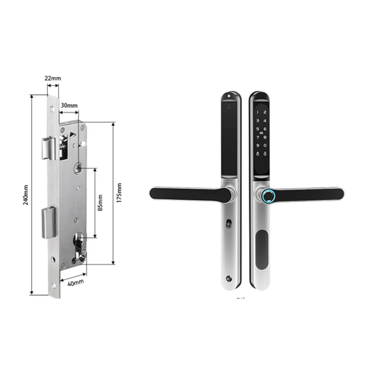 Waterproof Smart Door Lock Fingerprint Bluetooth Silver