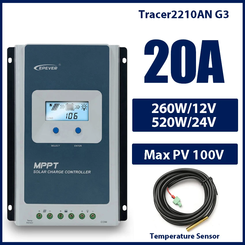 Compact 20A Solar Panel Regulator