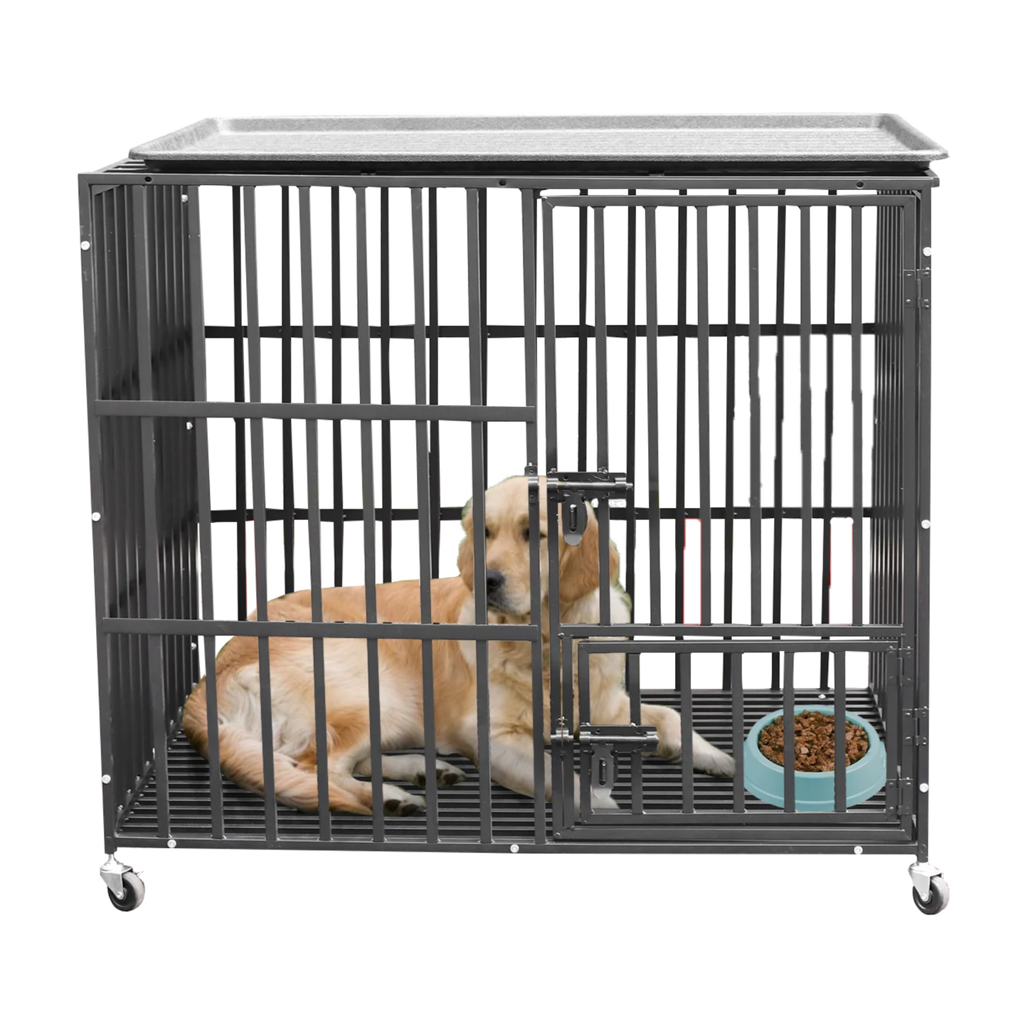 XXL Heavy Duty Dog Cage with Wheels & Secure Locks