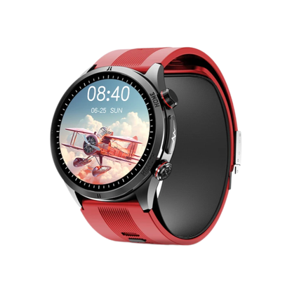 Red Smartwatch AI Blood Pressure Monitor