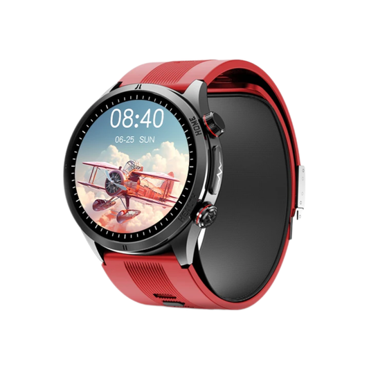 Red Smartwatch AI Blood Pressure Monitor