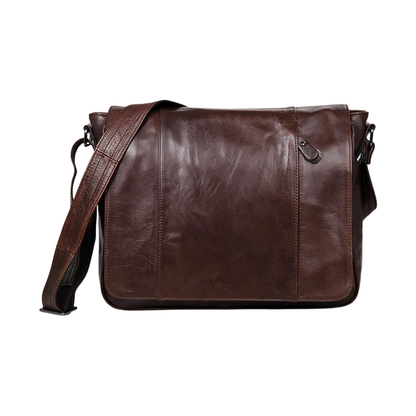 Genuine Leather Messenger Bag Stylish Brown Crossbody