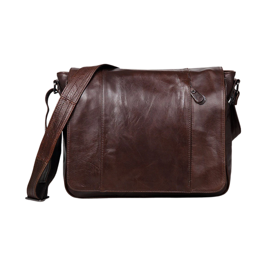 Genuine Leather Messenger Bag Stylish Brown Crossbody