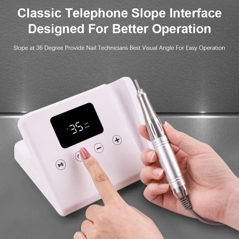 Portable 35000RPM Electric Nail File Machine White