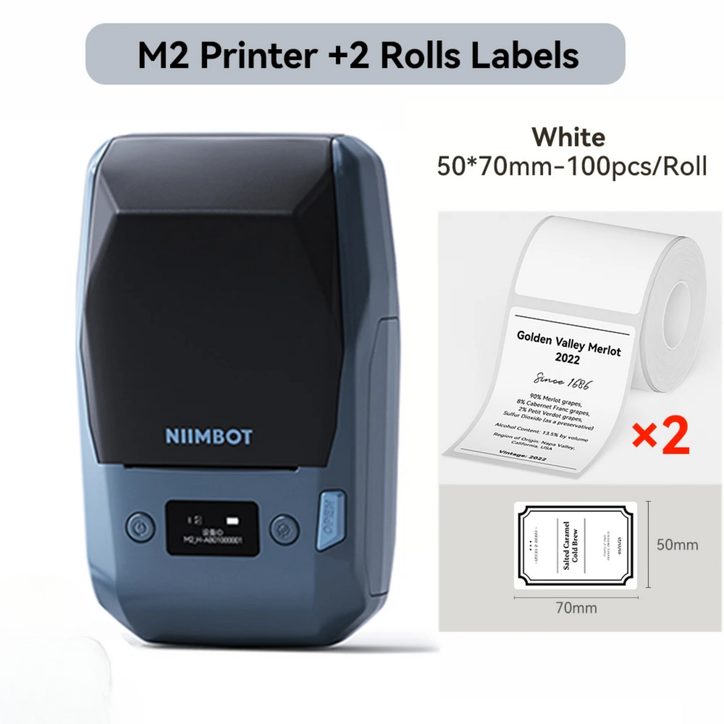 Portable Label Printer 300DPI with White 50x70 Labels