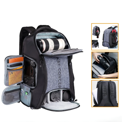 25L Camera Backpack Gray for DSLR and Laptop