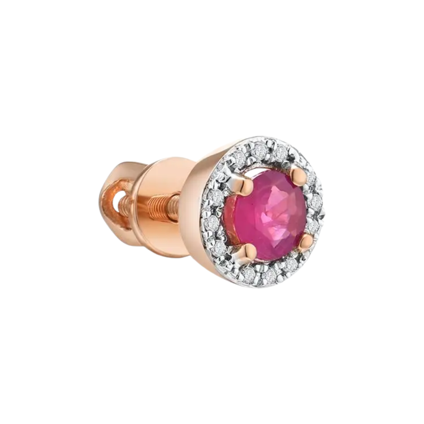 Women’s 14K Yellow Gold Ruby Screw Earrings