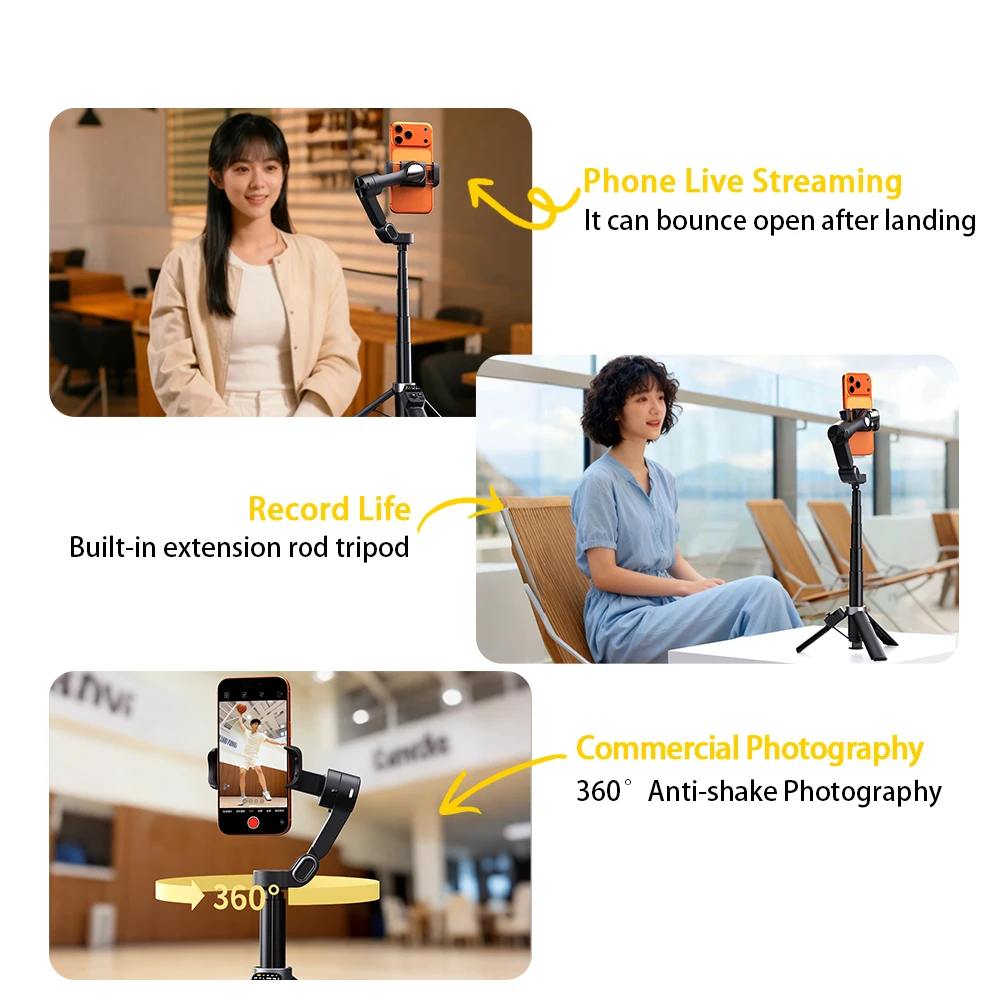 3-Axis Smartphone Gimbal with AI Face Tracking