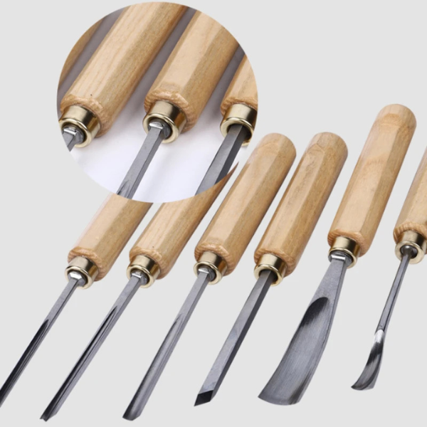 12 Piece Woodworking Chisel Set Wooden Handle Carving Tools