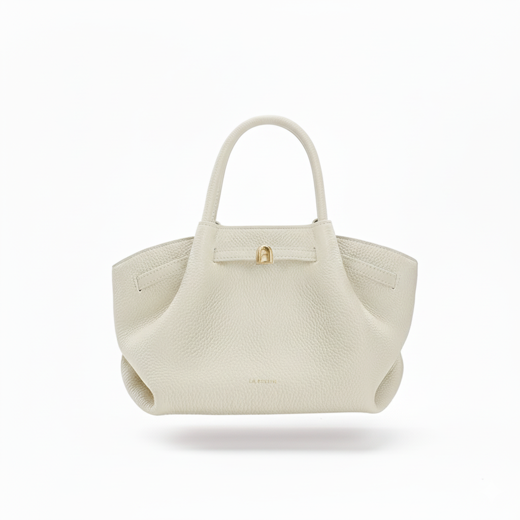 Beige Leather Tote Bag Large Everyday Handbag