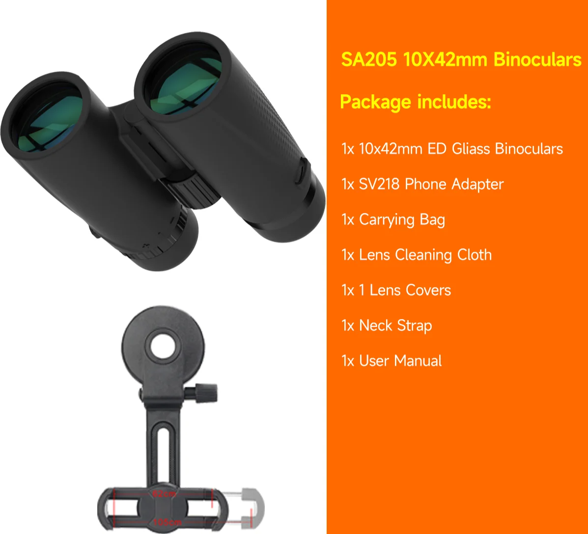 10x42 ED Waterproof Binoculars with Tripod Adapter for Bird Watching