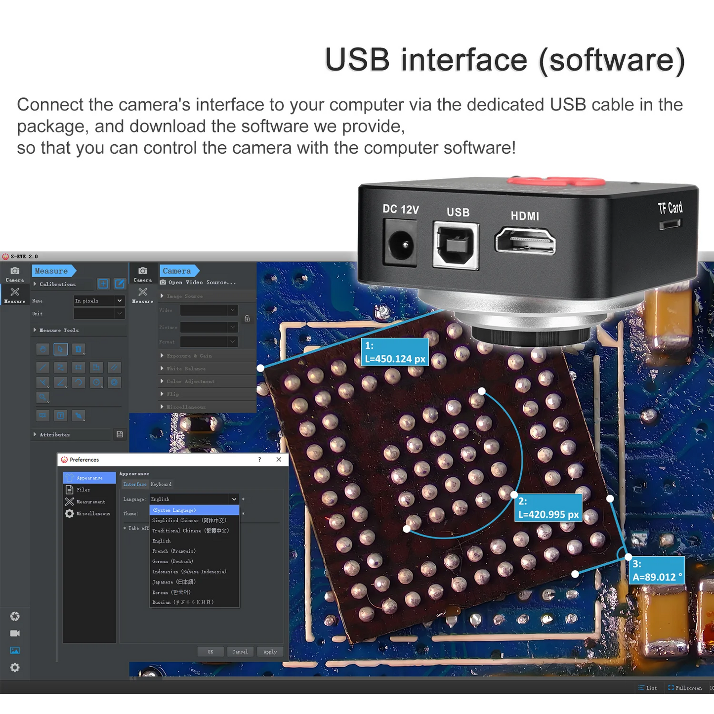 150X 4K Electronic Microscope HDMI USB Industrial Camera