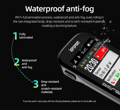 Smart GPS Bike Computer with Speed Sensor and Bluetooth Tracking