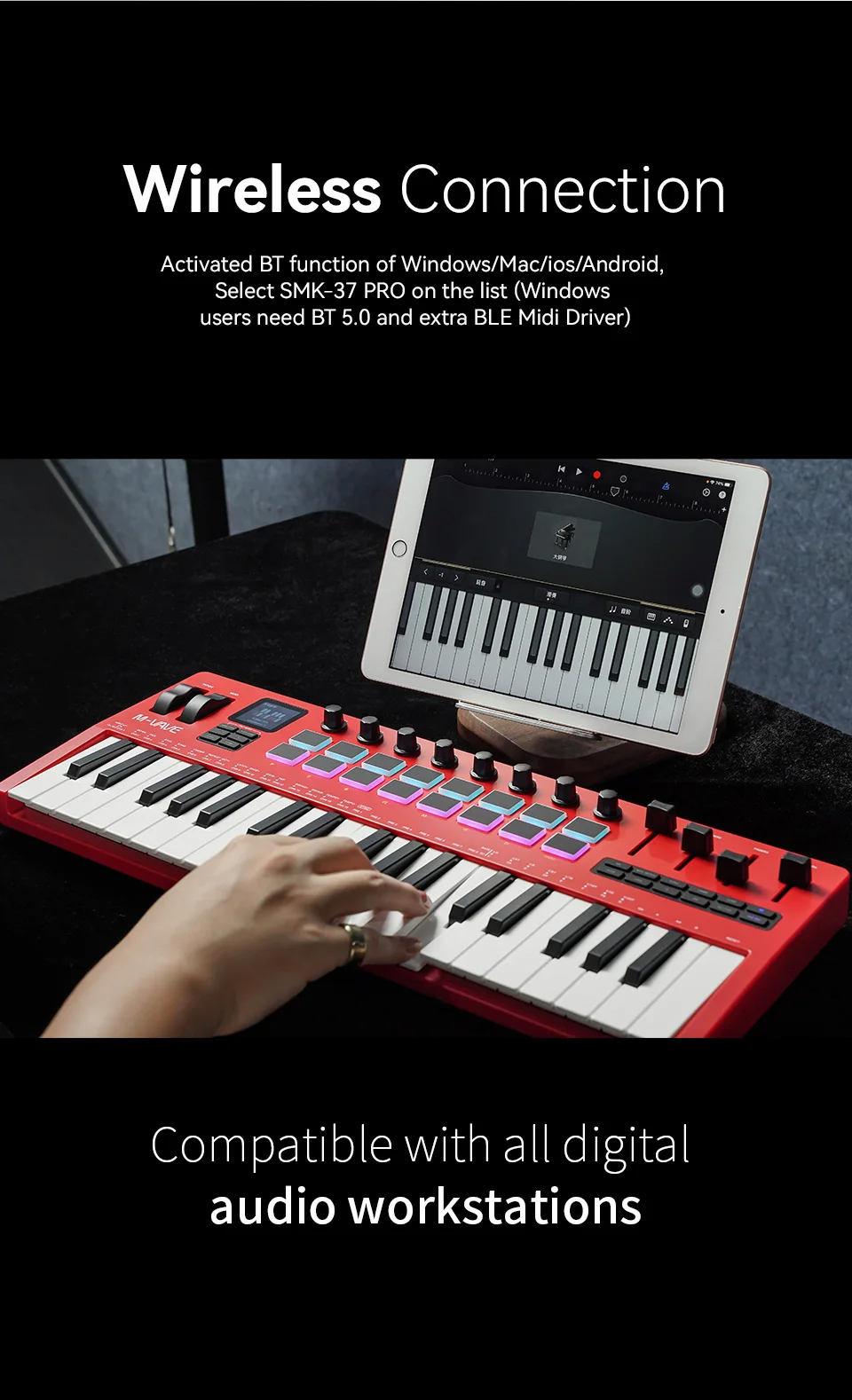 Pro 37 Key MIDI Keyboard with 8 Knobs and Synth