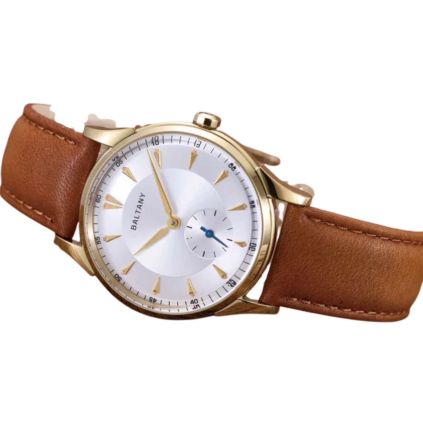 38.5mm Mechanical Watch Gold Case Silver Face