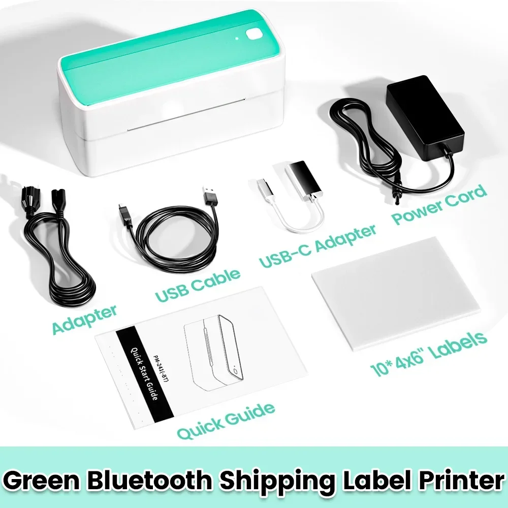 Green Wireless 4x6 Shipping Label Maker for Home and Office