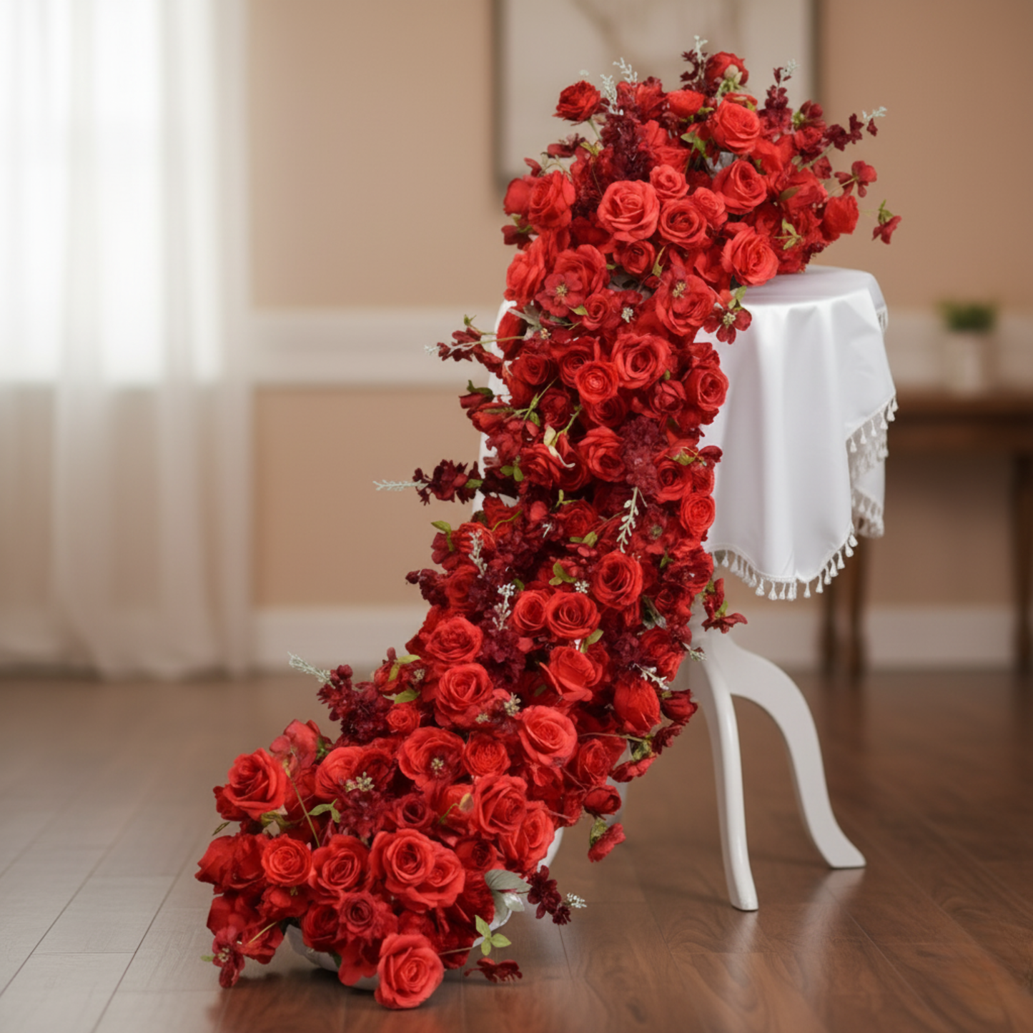 Vibrant Faux Rose Garland for Event Table Decor