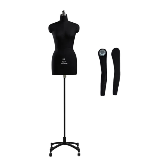 Female Tailor Mannequin with Arms Black Stand