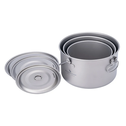 Portable Titanium Cooking Pot Set for Outdoor Camping