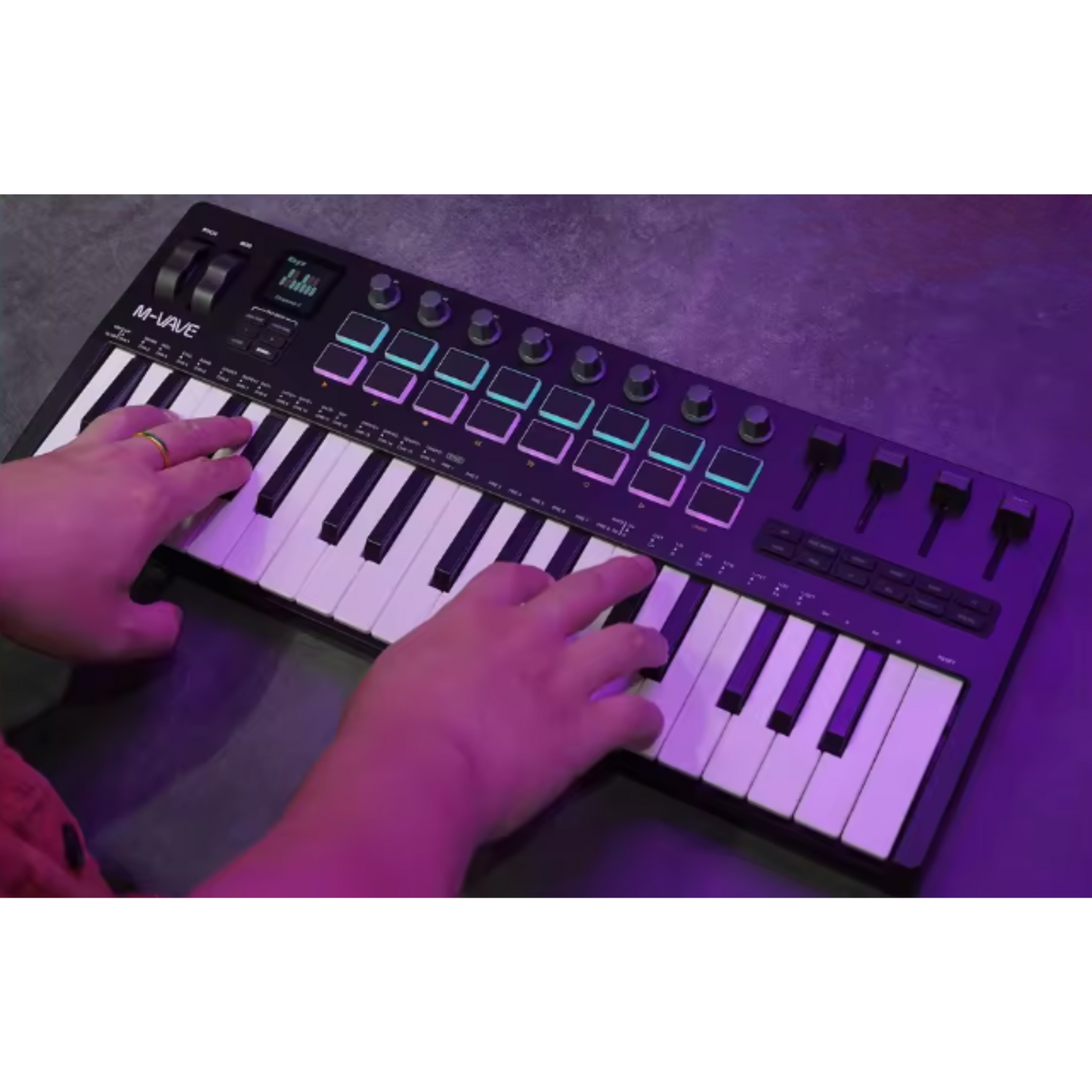 37-Key Wireless MIDI Keyboard with Drum Pads and Controls