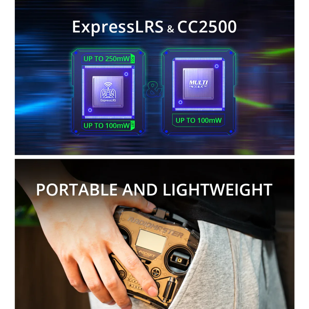 Wireless 2.4G CC2500 Remote Controller with 18650 Battery Slot