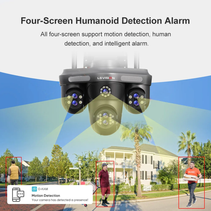 Smart 4 Screen Outdoor PTZ Camera with 10X Zoom 128G