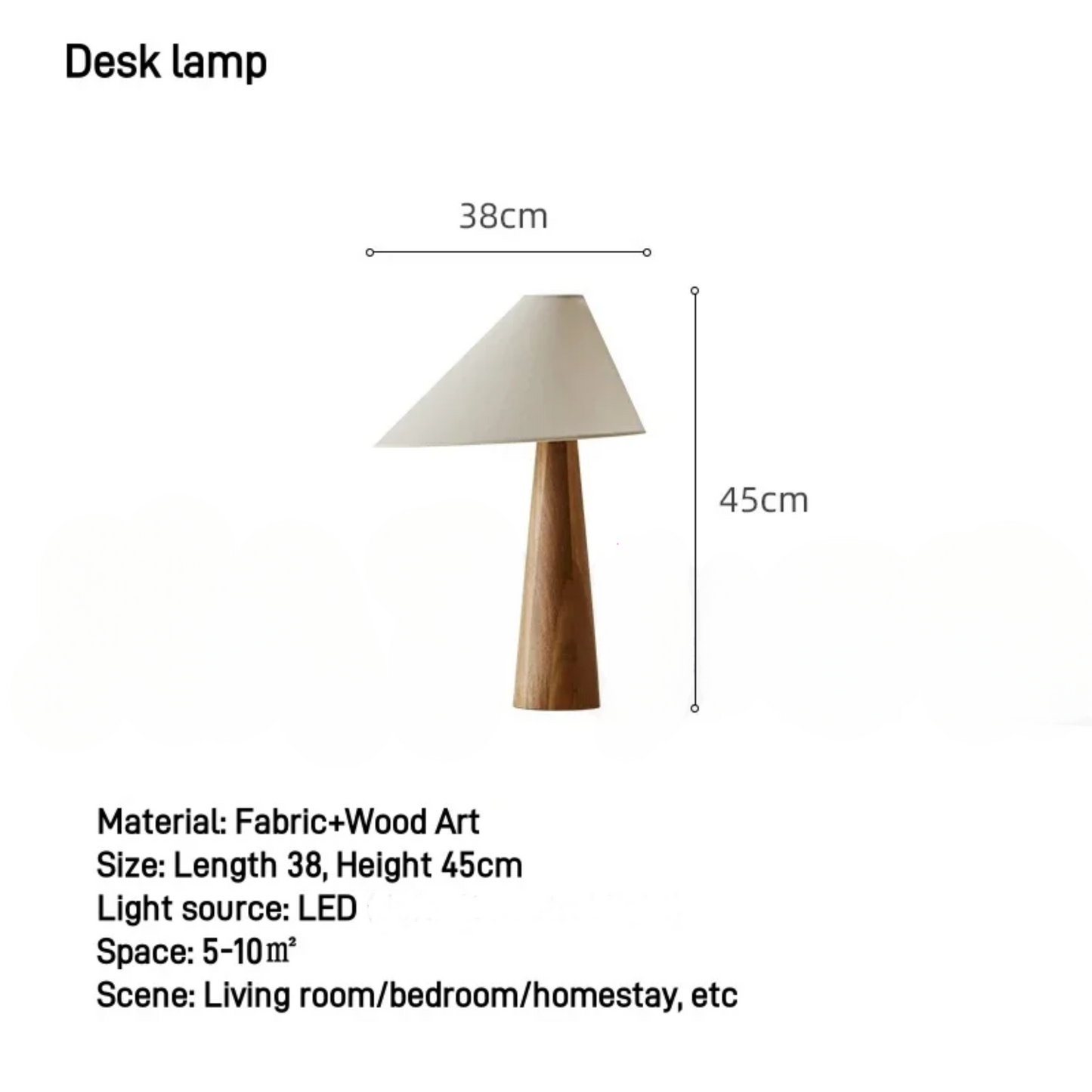 Wooden Bedside Desk Lamp with Crisp White Glow Lighting