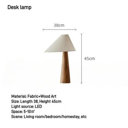 Wooden Bedside Desk Lamp with Crisp White Glow Lighting