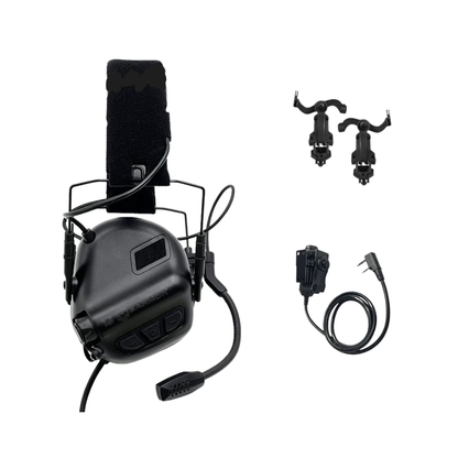 Electronic Tactical Hearing Protection Headset with PTT Adapter
