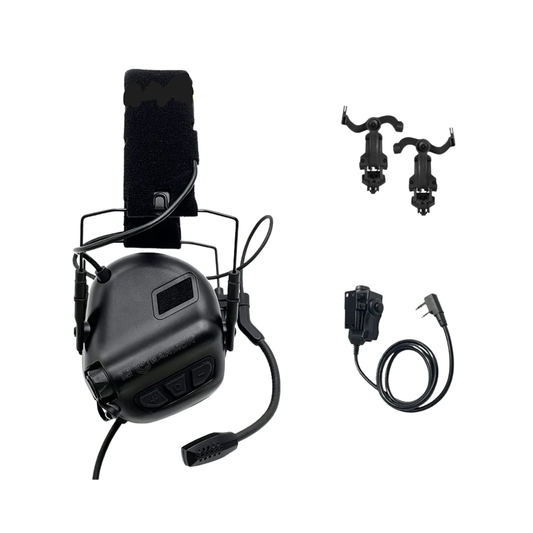 Electronic Tactical Hearing Protection Headset with PTT Adapter