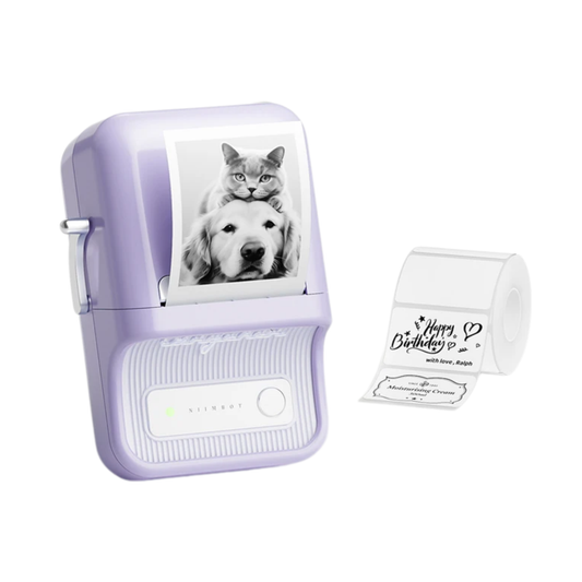 Purple Mini Bluetooth Label Printer High Resolution 300DPI