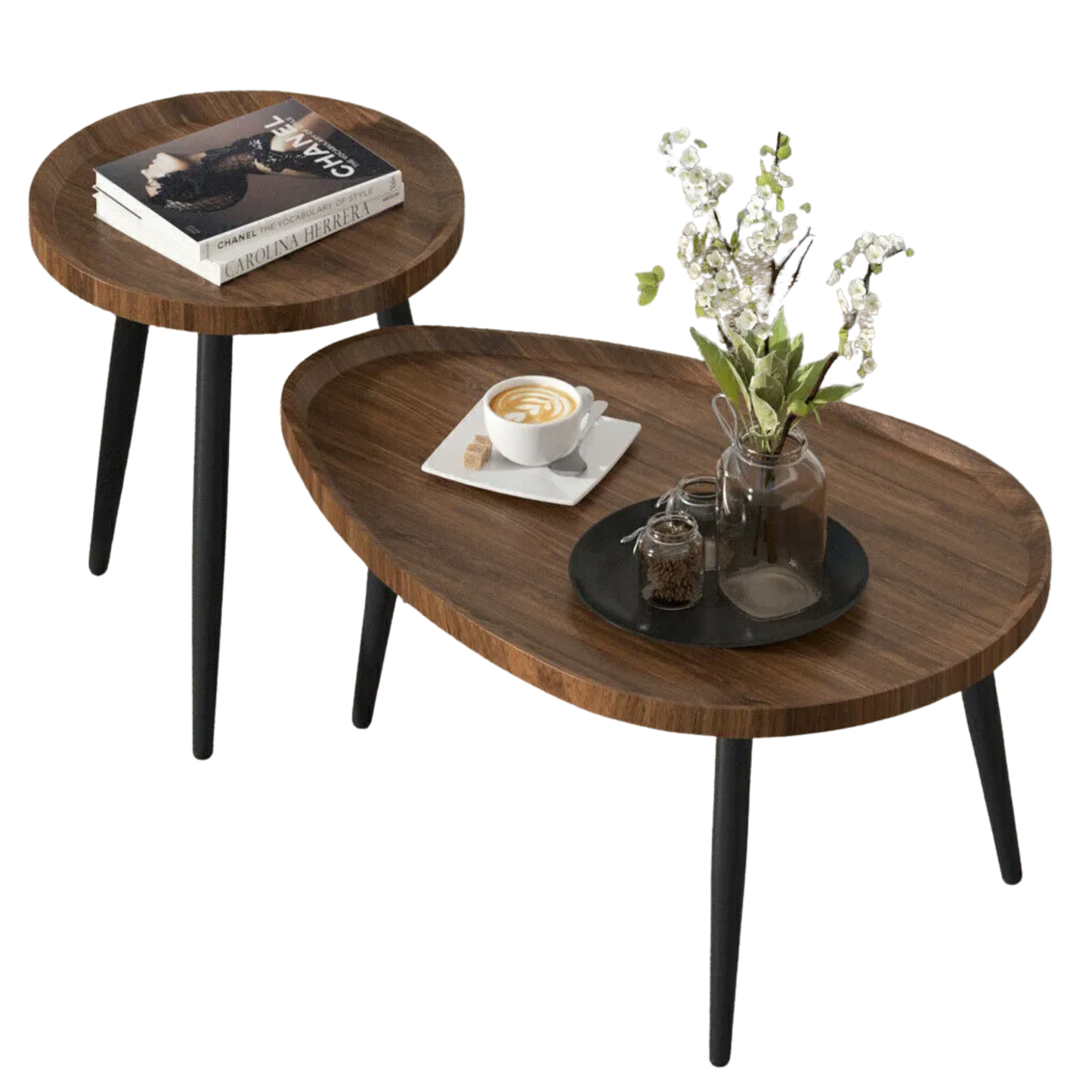 Round Nesting Coffee Tables Set of 2 Rustic Modern