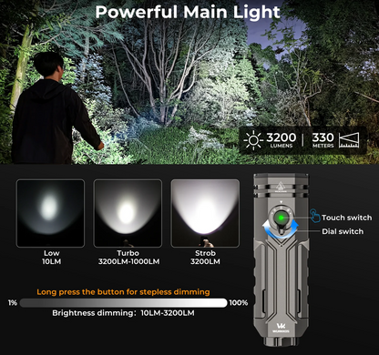 Portable RGB Flashlight 6500K Magnetic Hunting Light