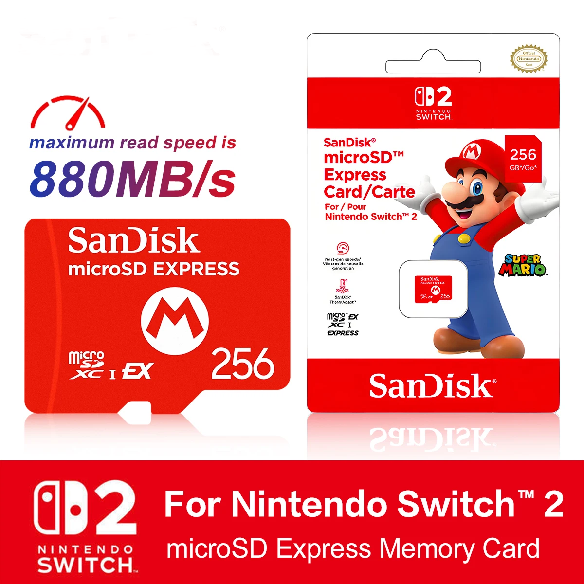 SanDisk 256GB microSD Express Memory Card for Switch 2 Ultra Fast