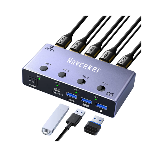 High Refresh 4K 240Hz KVM Switch 4 In 1 Multi PC Control Hub