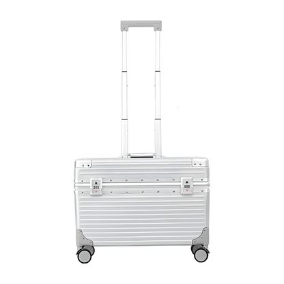 18 Inch Silvery Spinner Camera Trolley Suitcase Aluminum Frame