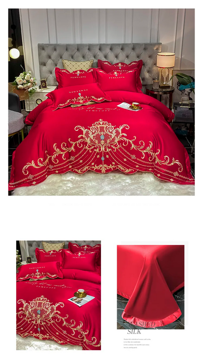 High-End 4-Piece Cotton Bed Sheet Ice Silk Quilt