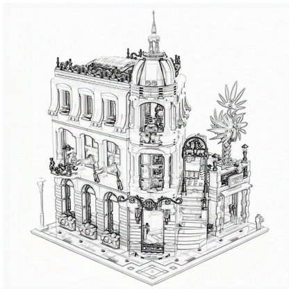 Boutique Hotel Building Blocks Modular City Street Set
