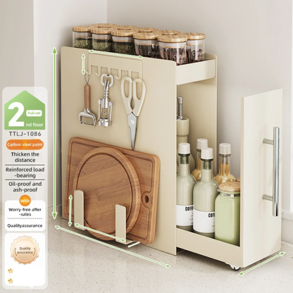 Upgraded 2-Tier Pull-Out Kitchen Spice & Sauce Rack