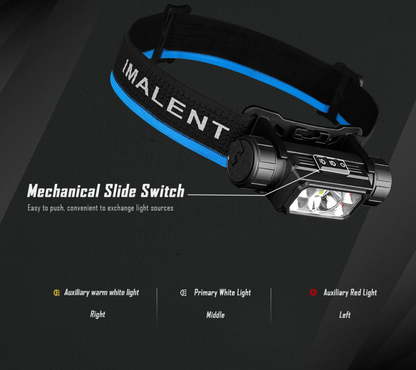 Rechargeable LED Headlamp 3500LM 349m USB-C White Red Light