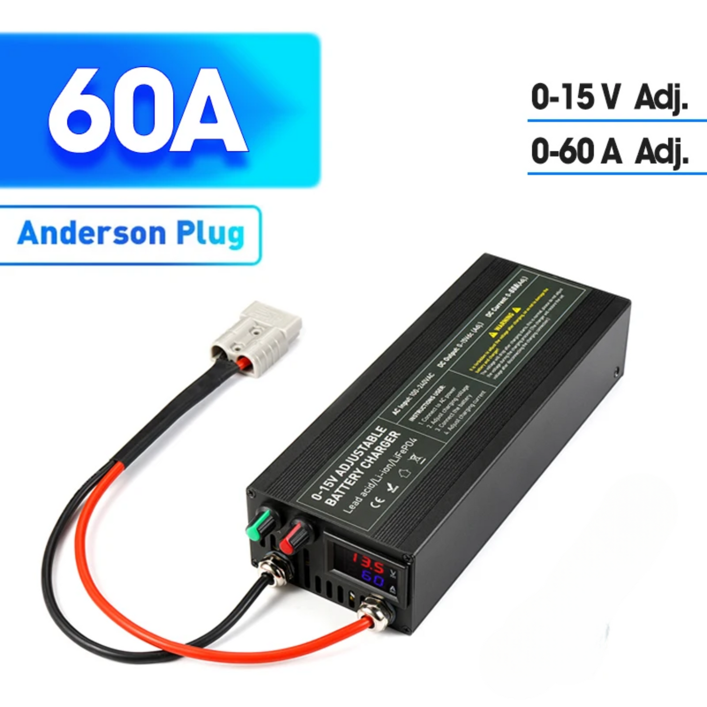 Quick 12V 60A Lifepo4 Battery Charger with Anderson Connector