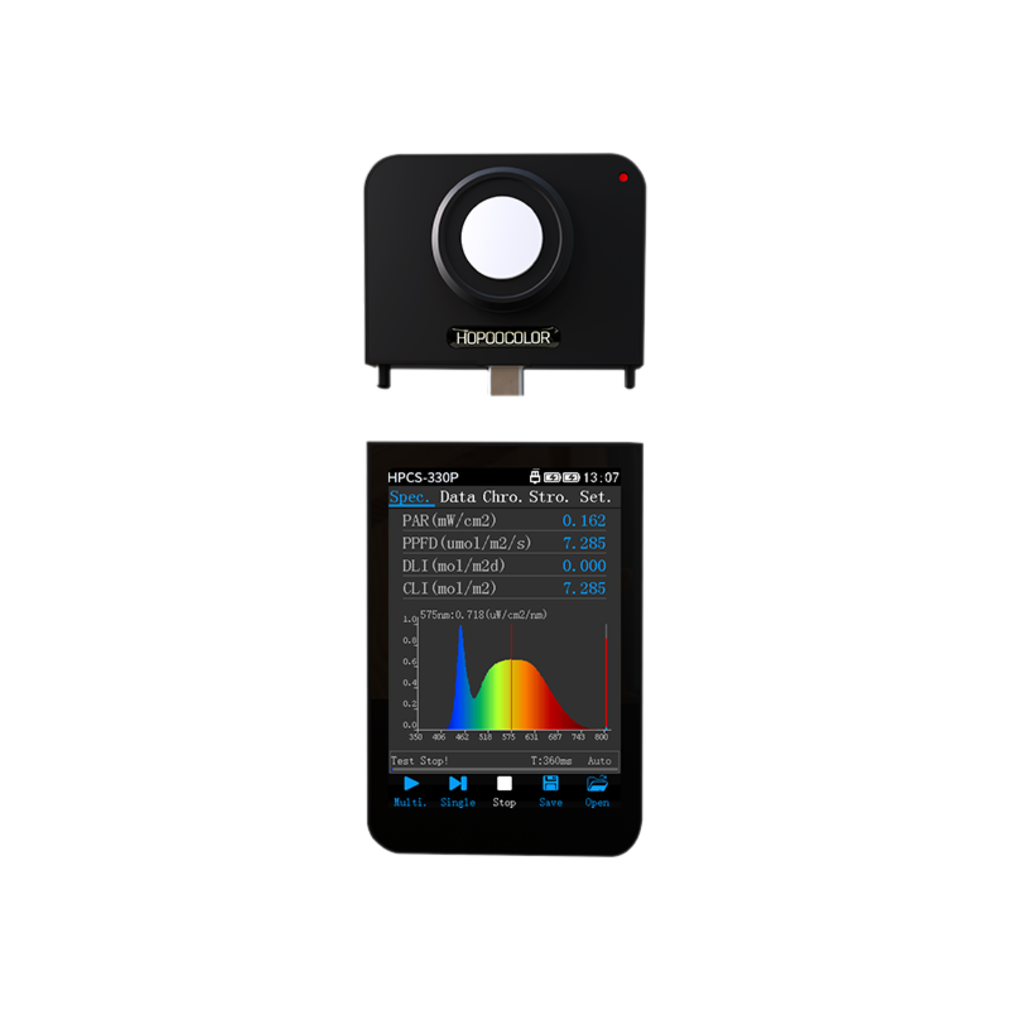 Wireless 350-800nm PPFD Light Spectrum Meter HPCS330P
