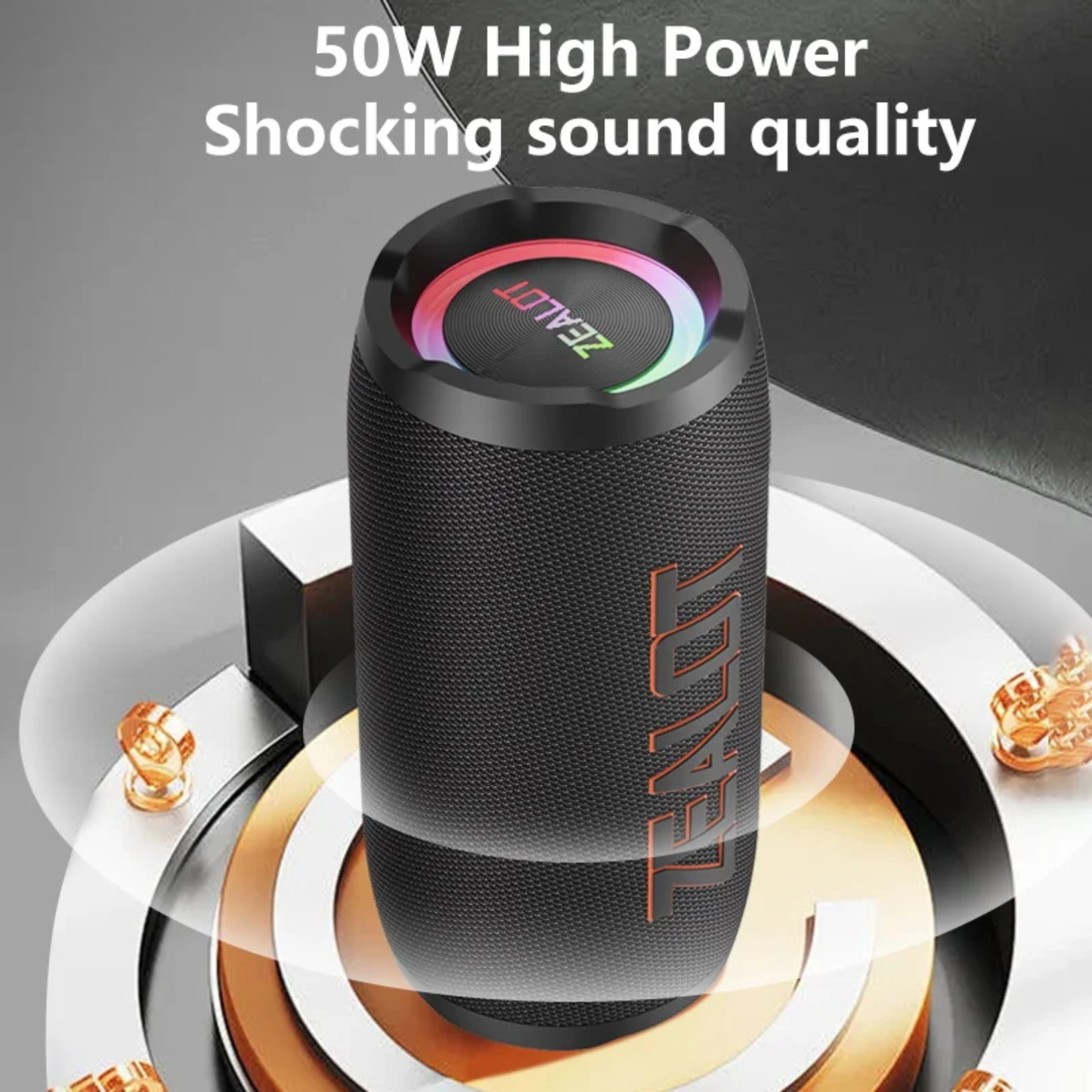 50W Outdoor Bluetooth Speaker with Loud Stereo and Long Battery
