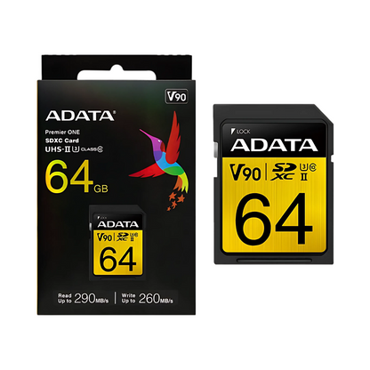 ADATA 64GB V90 UHS II SDXC Card for 4K Video