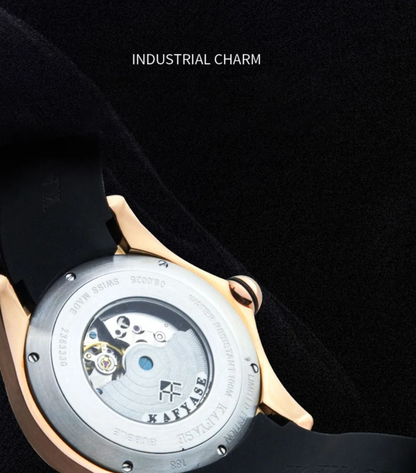 Black Automatic Luxury Watch with Bubble Dial 46mm