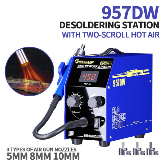 Cordless Ready Dual Hot Air Rework Tool with 5–10mm Nozzles