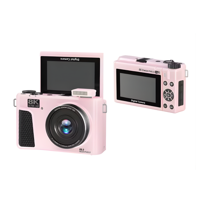 Pink Digital Camera 8K 88MP WiFi Flip Screen 18x Zoom