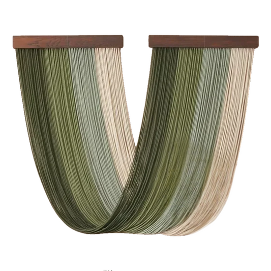 Green Boho Tassel Wall Tapestry Hand Woven Curtain Decor