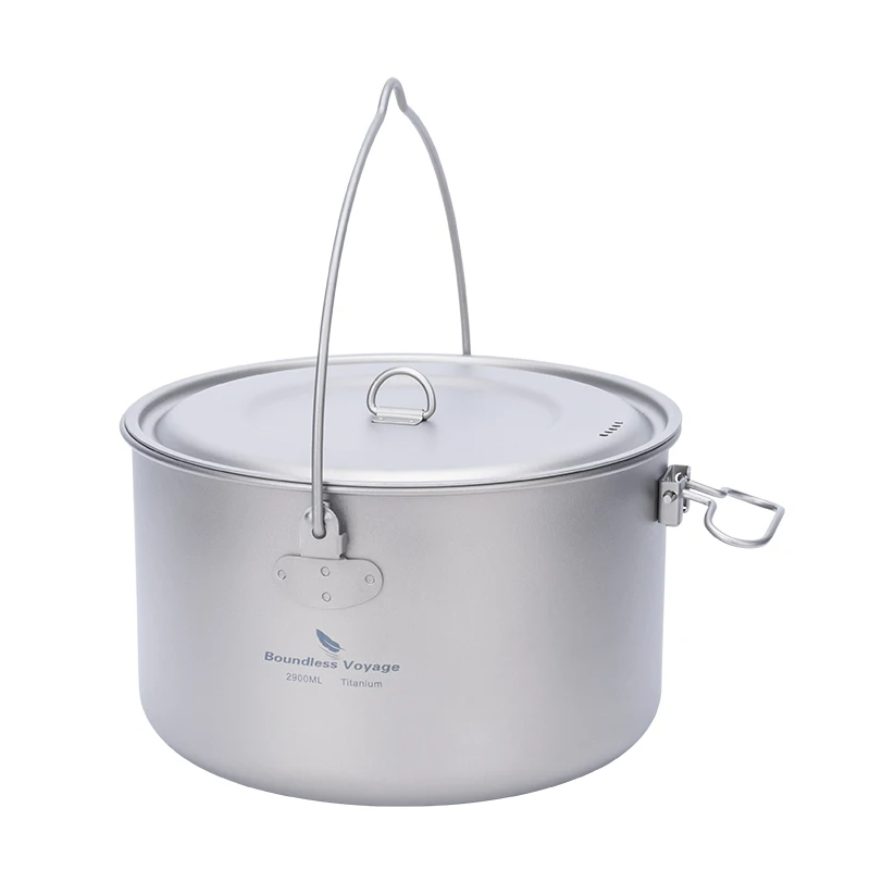 Portable Titanium Cooking Pot Set for Outdoor Camping