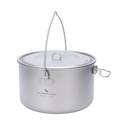 Portable Titanium Cooking Pot Set for Outdoor Camping